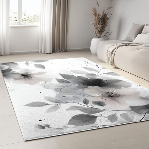 Generisch Waschbare Teppiche 140 x 200 cm für Wohnzimmer, Graue Blumen Pflanzen Blätter rutschfeste Teppiche fürs Schlafzimmer, Minimalismus Weiche Kurzflor Läufer für Büro Bad Esszimmer Spielzimmer Generisch Waschbare Teppiche 140 x 200 cm für Wohnzimmer, Graue Blumen Pflanzen Blätter rutschfeste Teppiche fürs Schlafzimmer, Minimalismus Weiche Kurzflor Läufer für Büro Bad Esszimmer Spielzimmer von Generisch