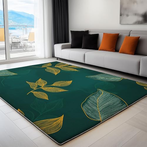 Generisch Waschbare Teppiche 80 x 150 cm für Wohnzimmer, Streifen Blätter rutschfeste Teppiche fürs Schlafzimmer - Minimales Design Weiche Kurzflor Läufer für Büro Bad Esszimmer Spielzimmer Generisch Waschbare Teppiche 80 x 150 cm für Wohnzimmer, Streifen Blätter rutschfeste Teppiche fürs Schlafzimmer - Minimales Design Weiche Kurzflor Läufer für Büro Bad Esszimmer Spielzimmer von Generisch