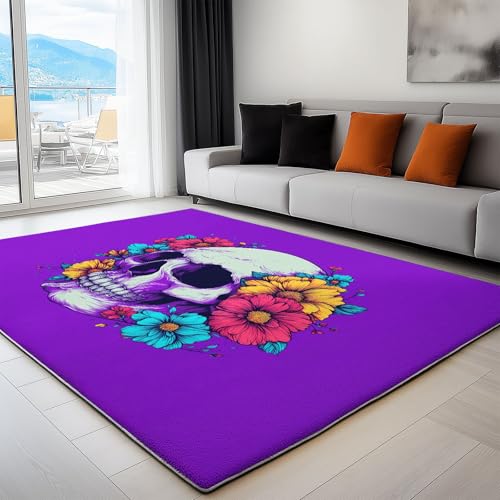 Generisch Waschbare Teppiche 80 x 150 cm für Wohnzimmer, Totenkopf Blumen rutschfeste Teppiche fürs Schlafzimmer - Cartoon Design Weiche Kurzflor Läufer für Büro Bad Esszimmer Spielzimmer Generisch Waschbare Teppiche 80 x 150 cm für Wohnzimmer, Totenkopf Blumen rutschfeste Teppiche fürs Schlafzimmer - Cartoon Design Weiche Kurzflor Läufer für Büro Bad Esszimmer Spielzimmer von Generisch