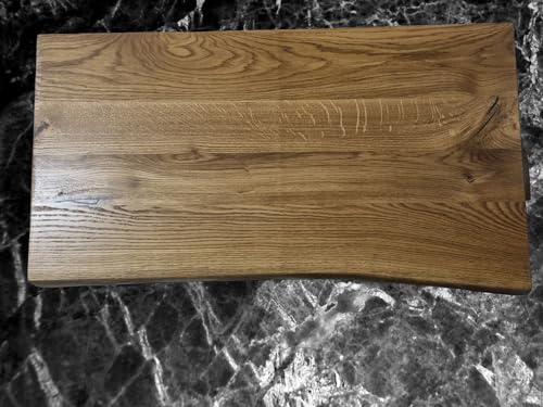 Generisch Waschtisch Platte 80 cm lang Holzplatte massiv Holz Aufsatzbecken Waschbecken Naturkante Eiche DUNKEL Neu von Generisch