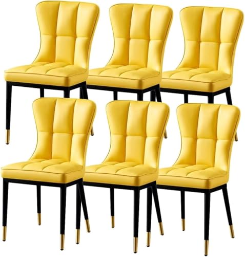 Generisch Wasserfester Seitenstuhl aus PU-Leder, 6er-Set, Küchen-/Esszimmerstuhl mit Beinen aus Kohlenstoffstahl(Yellow) von Generisch