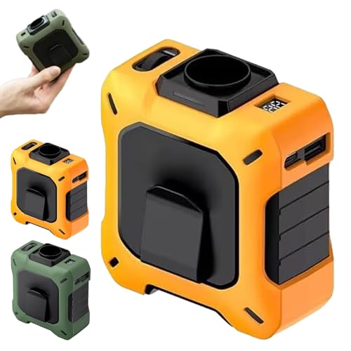 Generisch Wearable Waist Fan & Power Bank with Desktop Stand, 100-Speed Adjustable Violent Turbo Fan, Portable USB Rechargeable With Clip & Flashlight for Outdoor (Yellow) von Generisch