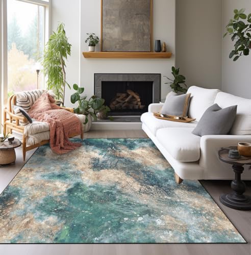 Generisch Weich Rechteck Teppich 80x160 cm Klein Waschbar rutschfest Kurzflor Teppich für Wohnzimmer Schlafzimmer Modernes abstraktes Grüngelb Generisch Weich Rechteck Teppich 80x160 cm Klein Waschbar rutschfest Kurzflor Teppich für Wohnzimmer Schlafzimmer Modernes abstraktes Grüngelb von Generisch