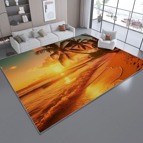 Generisch Weicher Flanell Teppich 120 x 180 cm, Orange Farbe Moderner rutschfeste Teppiche mit Natur Küstenlandschaft Druck für Wohnzimmer Schlafzimmer Kinder und haustierfreundlich Generisch Weicher Flanell Teppich 120 x 180 cm, Orange Farbe Moderner rutschfeste Teppiche mit Natur Küstenlandschaft Druck für Wohnzimmer Schlafzimmer Kinder und haustierfreundlich von Generisch