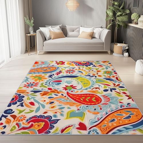 Generisch Weicher Flanell Teppich 140 x 200 cm, Bunt Moderner rutschfeste Teppiche mit Abstrakt Traditionell Blumen Druck für Wohnzimmer Schlafzimmer Kinder und haustierfreundlich Generisch Weicher Flanell Teppich 140 x 200 cm, Bunt Moderner rutschfeste Teppiche mit Abstrakt Traditionell Blumen Druck für Wohnzimmer Schlafzimmer Kinder und haustierfreundlich von Generisch