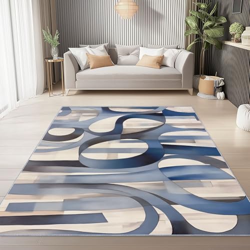 Generisch Weicher Flanell Teppich 80 x 150 cm, Blaugrau Moderner rutschfeste Teppiche mit Abstrakt Modern Linien Druck für Wohnzimmer Schlafzimmer Kinder und haustierfreundlich Generisch Weicher Flanell Teppich 80 x 150 cm, Blaugrau Moderner rutschfeste Teppiche mit Abstrakt Modern Linien Druck für Wohnzimmer Schlafzimmer Kinder und haustierfreundlich von Generisch