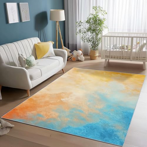 Generisch Weicher Flanell Teppich 80 x 150 cm, Gelb Blau Moderner rutschfeste Teppiche mit Abstrakt Batik Hintergrund Druck für Wohnzimmer Schlafzimmer Kinder und haustierfreundlich Generisch Weicher Flanell Teppich 80 x 150 cm, Gelb Blau Moderner rutschfeste Teppiche mit Abstrakt Batik Hintergrund Druck für Wohnzimmer Schlafzimmer Kinder und haustierfreundlich von Generisch