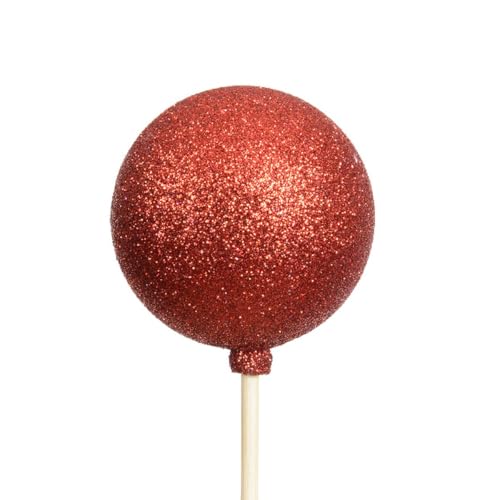 Generisch Weihnachtskugel auf Stab Weihnachtsrot mit Glitter 36 cm - Polystyren von Generisch