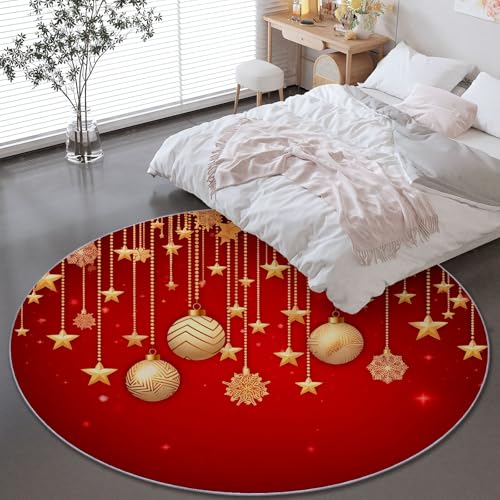 Generisch Weihnachtsteppich Rund 120 cm, Mode Weihnachten Neujahr Thema rutschfest Waschbar Runder Teppiche - Rot Flanell Flauschig Runder Teppich für Wohnzimmer Esszimmer Schlafzimmer Generisch Weihnachtsteppich Rund 120 cm, Mode Weihnachten Neujahr Thema rutschfest Waschbar Runder Teppiche - Rot Flanell Flauschig Runder Teppich für Wohnzimmer Esszimmer Schlafzimmer von Generisch