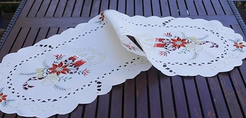 Generisch Weihnachtstischläufer Tischläufer 40x110 Deckchen Bestickt Kerze und Glocken (38x110) von Generisch