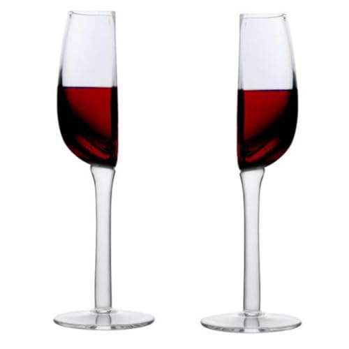 Generisch Weingläser 2er Set, Halbes Weinglas Kreatives Kristallglas Halber Rotweinbecher Glas Weinglas 140ml Mit Langem Stiel Halbrunder Becher Für Den Heimgebrauch Champagnerglas von Generisch
