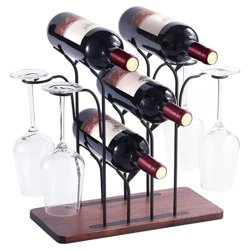 Generisch Weinregal, Weinregal Metall mit 4 Getränkehaltern, 4 Flaschen, Perfekt Als Heimdekoration Und Aufbewahrungsregal FüR Die KüChe Usw(Bronze) von Generisch