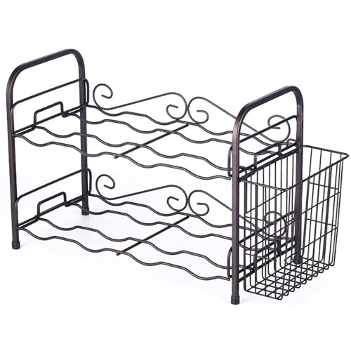 Generisch Weinregal, Weinregal Metall mit Hängekorb, 8 Flaschen, Perfekt Als Heimdekoration Und Aufbewahrungsregal FüR Die KüChe Usw Generisch Weinregal, Weinregal Metall mit Hängekorb, 8 Flaschen, Perfekt Als Heimdekoration Und Aufbewahrungsregal FüR Die KüChe Usw von Generisch