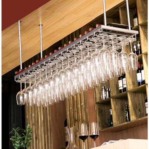 Generisch Weinregal an der Decke – hängender Getränkehalter, an der Wand montierter Glashalter, Rotweinglasregal, umgekehrtes Bar-Weinregal, Kelchhalter, Stielglashalter für Bar, Küche (Farb von Generisch
