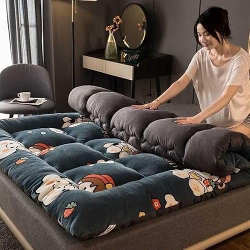 Generisch WeinregalJapanische Klappmatratze, Doppel-Futon-Bodenmatte, weiche, Gesteppte Tatami-Isomatte für Camping, rutschfest und atmungsaktiv, ideal für den Schlafsaal zu Hause von Generisch