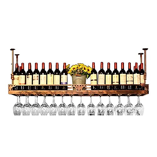 Generisch WeinregalWeinregale, höhenverstellbar, an der Decke montierter hängender Weinflaschenhalter, Weinglashalter aus Metall, Eisen, Kelch, Stielglas-Regal, für Bars, Restaurants, Küchen von Generisch