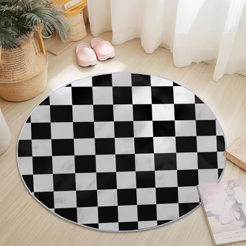Generisch Weiß Schwarz Runder Teppich Wohnzimmer 60 cm rutschfest Läufer Waschbar Teppiche Kurzflor Weich Runder Läufer Schlichtes Schwarz-Weiß Kariertes for Wohnzimmer Schlafzimmer Studie Heimbüro Generisch Weiß Schwarz Runder Teppich Wohnzimmer 60 cm rutschfest Läufer Waschbar Teppiche Kurzflor Weich Runder Läufer Schlichtes Schwarz-Weiß Kariertes for Wohnzimmer Schlafzimmer Studie Heimbüro von Generisch