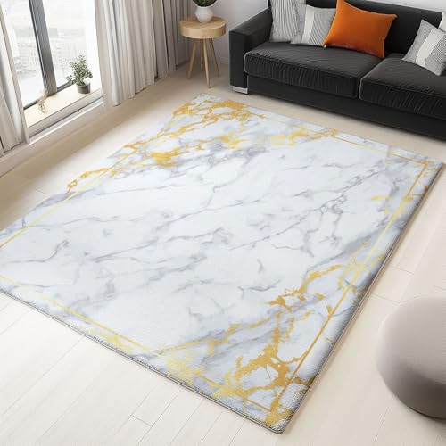 Generisch Weiß Teppich Marmorstruktur Goldrahmen, Weiche Flauschig Kurzflor Fläche Teppiche, Waschbar rutschfest Krabbelmatte 120 x 170 cm für Wohnzimmer Schlafzimmer Kinderzimmer Küche Generisch Weiß Teppich Marmorstruktur Goldrahmen, Weiche Flauschig Kurzflor Fläche Teppiche, Waschbar rutschfest Krabbelmatte 120 x 170 cm für Wohnzimmer Schlafzimmer Kinderzimmer Küche von Generisch