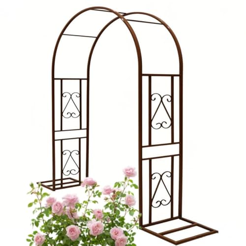 Generisch Weißer Rosenbogen, Braune Gartenbogen, Robuste Metall Pergola, Schwarz Torbogen Rankhilfe Für Verschiedene Kletterpflanzen, H 230cm X T 40cm(Brown,H230 x W260cm) von Generisch