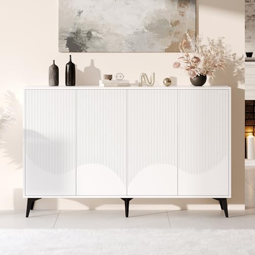 Generisch Weißes Multifunktionales Sideboard 160cm mit 4 Türen & Verstellbaren Regalen – Modernes Design, Stauraum Kommode mit Metallbeinen für Wohnzimmer, Schlafzimmer Generisch Weißes Multifunktionales Sideboard 160cm mit 4 Türen & Verstellbaren Regalen – Modernes Design, Stauraum Kommode mit Metallbeinen für Wohnzimmer, Schlafzimmer von Generisch