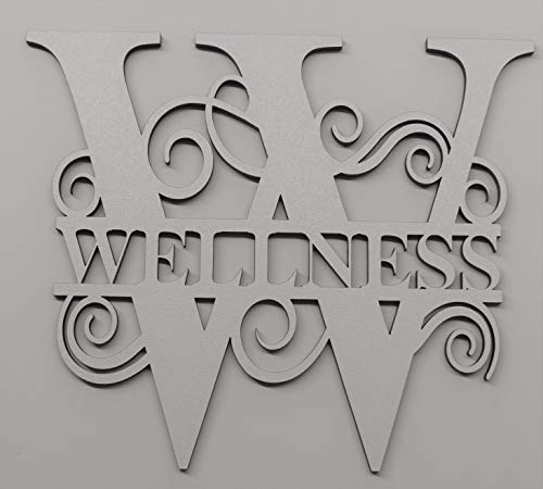 Generisch Wellness Monogramm Schild Schriftzug ca. 33,5x28 cm Deko Dekoration Wanddeko Türschild - Weiss, Nussbaum oder Eiche von Generisch