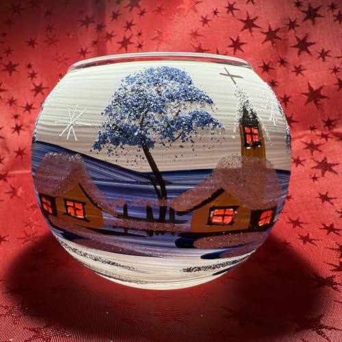 Windlicht Kugelglas Medium Leuchtbecher Leuchtglas Teelicht Handarbeit Lauscha, : dunkelblau/Weiss Windlicht Kugelglas Medium Leuchtbecher Leuchtglas Teelicht Handarbeit Lauscha, : dunkelblau/Weiss von Generisch