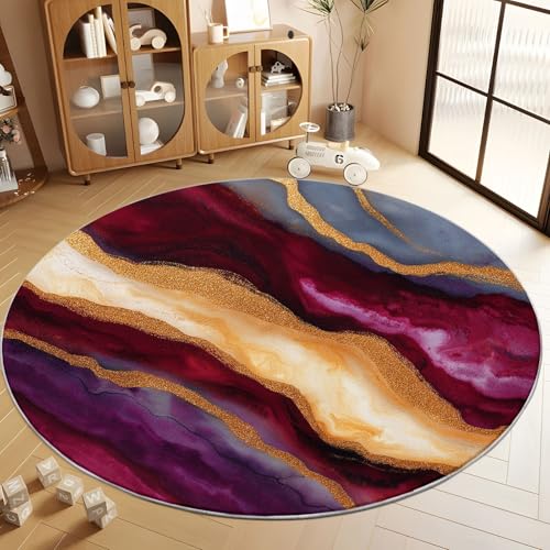 Generisch Wohnzimmer Runder Teppich Marmor-Achat-Muster 120 cm Schlafzimmer Runder Teppich, Rot Waschbarer Rutschfester Weicher Flauschiger Runde Teppiche Für Kinderzimmer Spielzimmer Generisch Wohnzimmer Runder Teppich Marmor-Achat-Muster 120 cm Schlafzimmer Runder Teppich, Rot Waschbarer Rutschfester Weicher Flauschiger Runde Teppiche Für Kinderzimmer Spielzimmer von Generisch