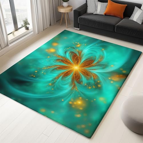 Generisch Wohnzimmer Teppich Fantasie-Strudelblumen 180 x 240 cm Schlafzimmer Teppich, Türkis Waschbarer Rutschfester Weicher Flauschiger Teppiche, Für Kinderzimmer Spielzimmer Generisch Wohnzimmer Teppich Fantasie-Strudelblumen 180 x 240 cm Schlafzimmer Teppich, Türkis Waschbarer Rutschfester Weicher Flauschiger Teppiche, Für Kinderzimmer Spielzimmer von Generisch