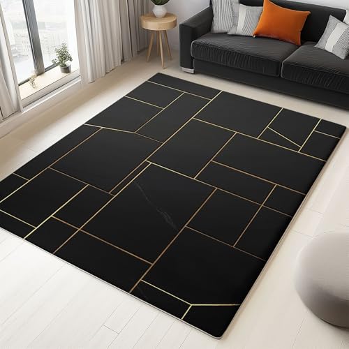 Generisch Wohnzimmer Teppich Goldene Polygonale Linien 80x150 cm Weich Flauschig Waschbarerr Teppiche, Modern Druck rutschfest Teppich für Schlafzimmer Esszimmer KüChe Flur Generisch Wohnzimmer Teppich Goldene Polygonale Linien 80x150 cm Weich Flauschig Waschbarerr Teppiche, Modern Druck rutschfest Teppich für Schlafzimmer Esszimmer KüChe Flur von Generisch