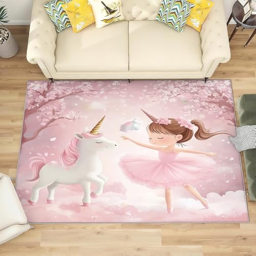 Generisch Wohnzimmer Teppich Schlafzimmer, Cartoon-MäDchen-Einhorn Waschbar Kurzflor Teppich Flauschig Weich rutschfest Pflegeleicht Rosa Teppiche Kinderzimmer, Größe:180x240 cm Generisch Wohnzimmer Teppich Schlafzimmer, Cartoon-MäDchen-Einhorn Waschbar Kurzflor Teppich Flauschig Weich rutschfest Pflegeleicht Rosa Teppiche Kinderzimmer, Größe:180x240 cm von Generisch