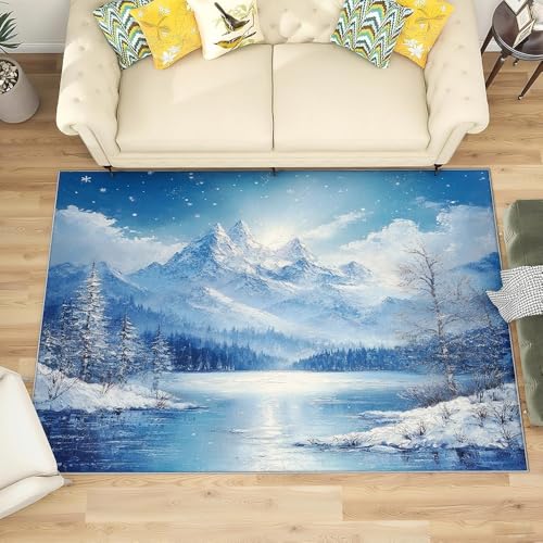 Generisch Wohnzimmer Teppich Schlafzimmer, Winterschneeszene Waschbar Kurzflor Teppich Flauschig Weich rutschfest Pflegeleicht Blau Und Weiß Teppiche Kinderzimmer, Größe:180x240 cm Generisch Wohnzimmer Teppich Schlafzimmer, Winterschneeszene Waschbar Kurzflor Teppich Flauschig Weich rutschfest Pflegeleicht Blau Und Weiß Teppiche Kinderzimmer, Größe:180x240 cm von Generisch