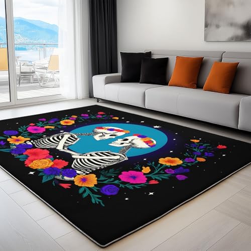 Generisch Wohnzimmer Teppiche 140 x 200 cm Minimalistischer Stil rutschfeste Weiche Läufer für Schlafzimmer - Totenkopf Blumen Mond Waschbarer Läufer Boden Teppiche für Büro Bad Esszimmer Spielzimmer Generisch Wohnzimmer Teppiche 140 x 200 cm Minimalistischer Stil rutschfeste Weiche Läufer für Schlafzimmer - Totenkopf Blumen Mond Waschbarer Läufer Boden Teppiche für Büro Bad Esszimmer Spielzimmer von Generisch