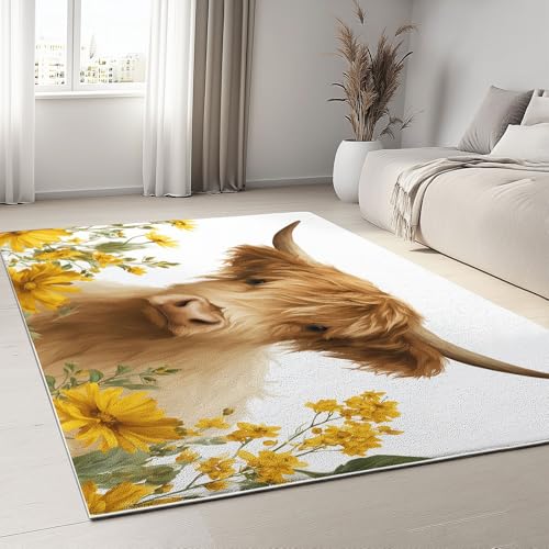 Generisch Wohnzimmer Teppiche 160 x 230 cm Tiere Süße Kühe Blumen rutschfeste Weiche Läufer für Schlafzimmer, Aquarell Stil Waschbarer Läufer Boden Teppiche für Büro Bad Esszimmer Spielzimmer Generisch Wohnzimmer Teppiche 160 x 230 cm Tiere Süße Kühe Blumen rutschfeste Weiche Läufer für Schlafzimmer, Aquarell Stil Waschbarer Läufer Boden Teppiche für Büro Bad Esszimmer Spielzimmer von Generisch