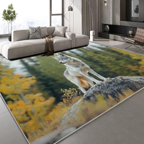Generisch Wolf Tier Teppich Kinderteppich Modern 3D Wald Natur Teppich Kinderzimmer Kurzflor Teppiche rutschfeste Spielteppiche für Schlafzimmer Wohnzimmer Zimmer 150x210 cm Generisch Wolf Tier Teppich Kinderteppich Modern 3D Wald Natur Teppich Kinderzimmer Kurzflor Teppiche rutschfeste Spielteppiche für Schlafzimmer Wohnzimmer Zimmer 150x210 cm von Generisch