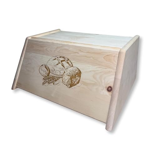 Generisch Zirbenbrotdose | Brotbehälter aus Zirbe | Brotaufbewahrungsbox aus Holz | Brotkasten aus Zirbenholz mit Gravur (Bild) von Generisch