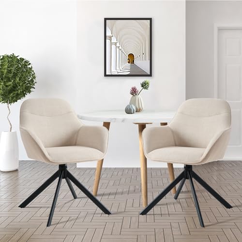 Generisch drehstuhl Esszimmer Beige mit Armlehne 2er Set drehbarer esszimmerstuhl Küchenstuhl Polsterstuhl aus Polyester mit Metallbeine und Rückenlehne für Esszimmer Küche Büro Generisch drehstuhl Esszimmer Beige mit Armlehne 2er Set drehbarer esszimmerstuhl Küchenstuhl Polsterstuhl aus Polyester mit Metallbeine und Rückenlehne für Esszimmer Küche Büro von Generisch
