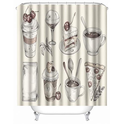 Generisch duschvorhang PVC frei 90 x 180 cm Eiscreme duschvorhang Polyester Hochwertiger Mikrofaser Spritzschutz für modernes Apartment oder Gästebad MY4979 Generisch duschvorhang PVC frei 90 x 180 cm Eiscreme duschvorhang Polyester Hochwertiger Mikrofaser Spritzschutz für modernes Apartment oder Gästebad MY4979 von Generisch