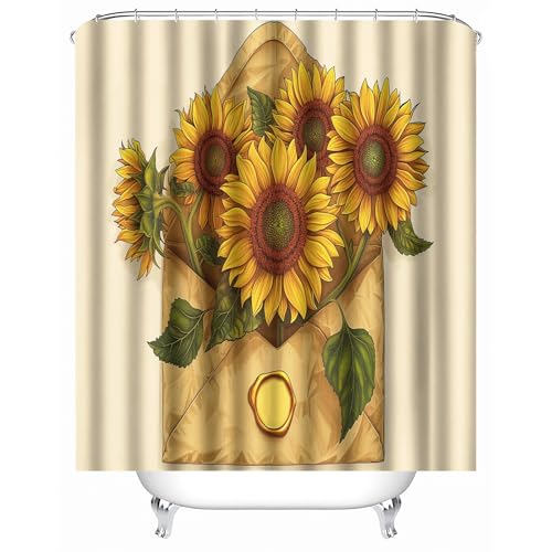 Generisch duschvorhang PVC frei 90 x 180 cm Umschlag Blume Sonnenblume duschvorhang Polyester Hochwertiger Mikrofaser Spritzschutz für modernes Apartment oder Gästebad MY5222 von Generisch