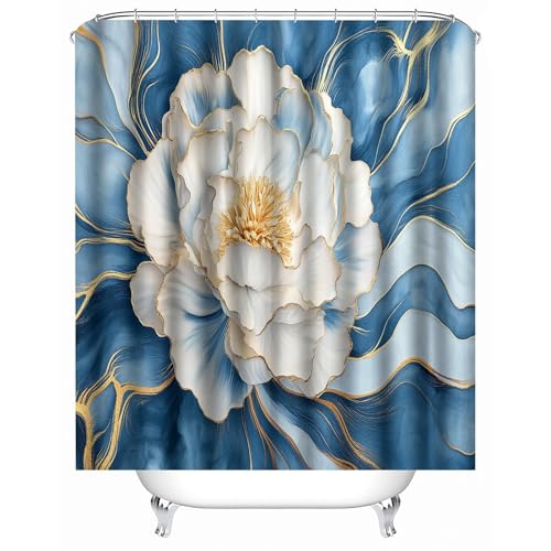 Generisch duschvorhang Textil 180 x 210 cm Marmor Textur Blumen duschvorhang wasserdicht Schimmelresistenter wasserfester Bad Sichtschutz für Sportverein Umkleide MY4815 von Generisch