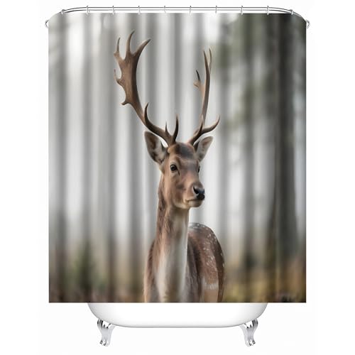 Generisch duschvorhang dusche 150 x 180 cm Elch duschvorhang badewanne Premium Mikrofaser Spritzschutz für Familienbad, Gäste-WC oder Campingdusche MY1332 von Generisch