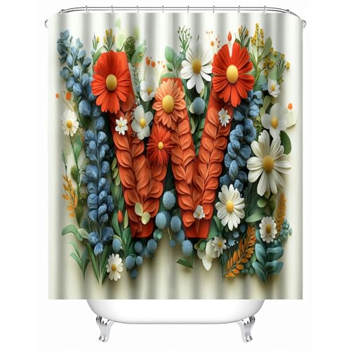 Generisch duschvorhang mit Ringen 150 x 180 cm Blumenbusch W-Form duschvorhang ohne Bohren Stilvoller Mikrofaser Sichtschutz für Ferienunterkunft oder Familienbad MY116 von Generisch