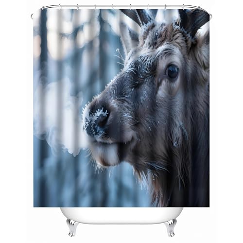 Generisch duschvorhang modern 200 x 200 cm Elch duschvorhang schwarz weiß Modernes wasserfestes Sichtschutz Tuch für Gästeapartment oder Ferienzimmer MY1225 von Generisch
