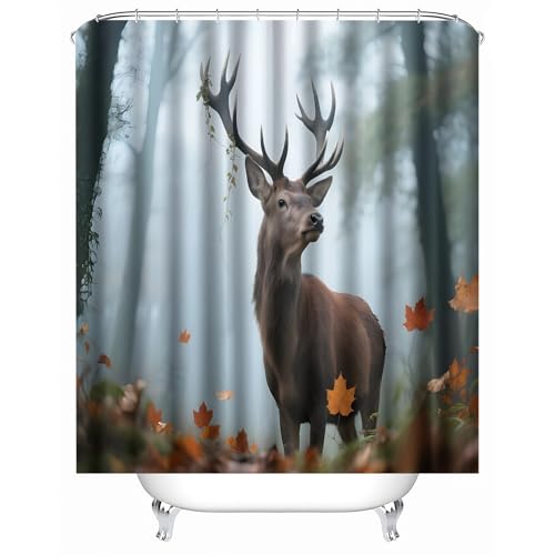 Generisch duschvorhang ohne Bohren 120 x 180 cm Elch duschvorhang PVC frei Waschbarer wasserabweisender Raumtrenner für Outdoor-Dusche oder Sauna MY1243 von Generisch