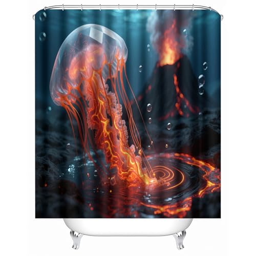 Generisch duschvorhang ohne Bohren 120 x 180 cm Unterwasserquallen duschvorhang PVC frei Waschbarer wasserabweisender Raumtrenner für Outdoor-Dusche oder Sauna MY1679 von Generisch
