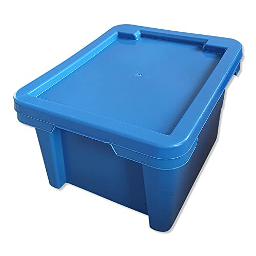 Generisch kanister-vertrieb® 5er-Set Aufbewahrungsbox Spielzeugkiste Kunststoffbox Box mit Deckel stapelbar, für Lebensmittel, PP-Kunststoff, 20 L, 43x35x23 cm (blau) von kanister-vertrieb