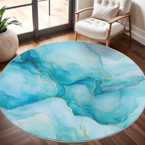 Generisch rutschfest Waschbar Wohnzimmer Runder Teppich Durchmesser 100cm, Marmor-FlüSsigkeitskunst Teppich Rund Kurzflor Flanell Rug TüRkis für Esszimmer Badezimmer Küche Flur Läufer Generisch rutschfest Waschbar Wohnzimmer Runder Teppich Durchmesser 100cm, Marmor-FlüSsigkeitskunst Teppich Rund Kurzflor Flanell Rug TüRkis für Esszimmer Badezimmer Küche Flur Läufer von Generisch