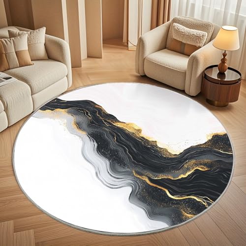 Generisch rutschfest Waschbar Wohnzimmer Runder Teppich Durchmesser 200cm, Abstrakter Flussmarmor Teppich Rund Kurzflor Flanell Rug Schwarz Weiß für Esszimmer Badezimmer Küche Flur Läufer Generisch rutschfest Waschbar Wohnzimmer Runder Teppich Durchmesser 200cm, Abstrakter Flussmarmor Teppich Rund Kurzflor Flanell Rug Schwarz Weiß für Esszimmer Badezimmer Küche Flur Läufer von Generisch