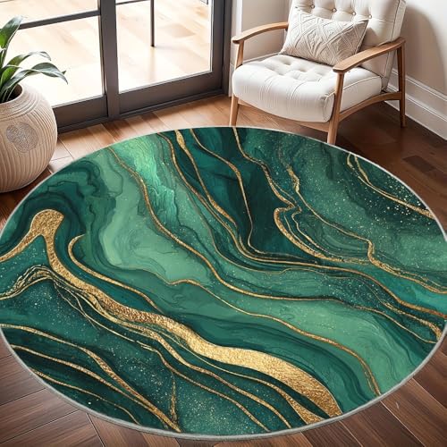 Generisch rutschfest Waschbar Wohnzimmer Runder Teppich Durchmesser 200cm, Marmor-Stil Teppich Rund Kurzflor Flanell Rug DunkelgrüN für Esszimmer Badezimmer Küche Flur Läufer Generisch rutschfest Waschbar Wohnzimmer Runder Teppich Durchmesser 200cm, Marmor-Stil Teppich Rund Kurzflor Flanell Rug DunkelgrüN für Esszimmer Badezimmer Küche Flur Läufer von Generisch