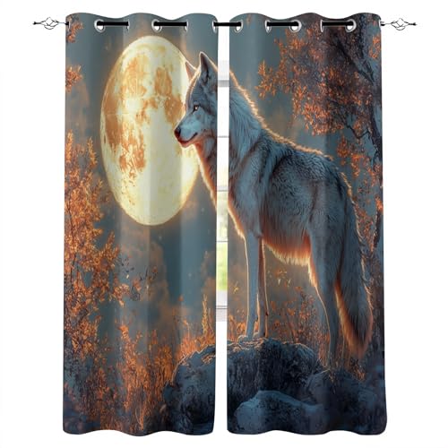 Generisch schallschutz Vorhang 140X120cm(HxB) Nachtwolf thermovorhang tür Gardine aus blickdichtem Polyester mit Ösen – perfekt für Schlafzimmer mit Stil H22-2902346 von Generisch