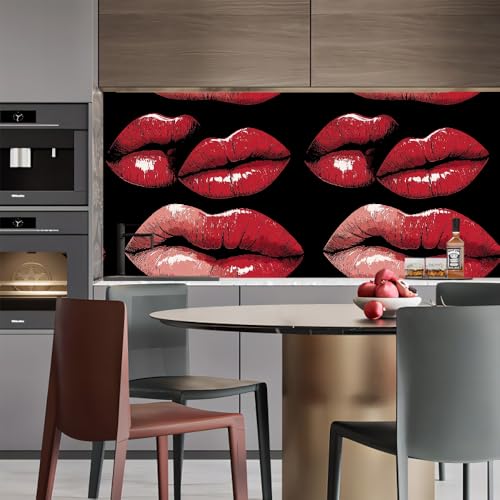 Generisch selbstklebende tapete 44wX100Lcm Rote Sexy Lippen selbstklebende tapete blumen Selbstklebendes Wanddekor für Wohnzimmer oder Schlafzimmer – langlebig, modern und rückstandsfrei EBZ9-261654 von Generisch